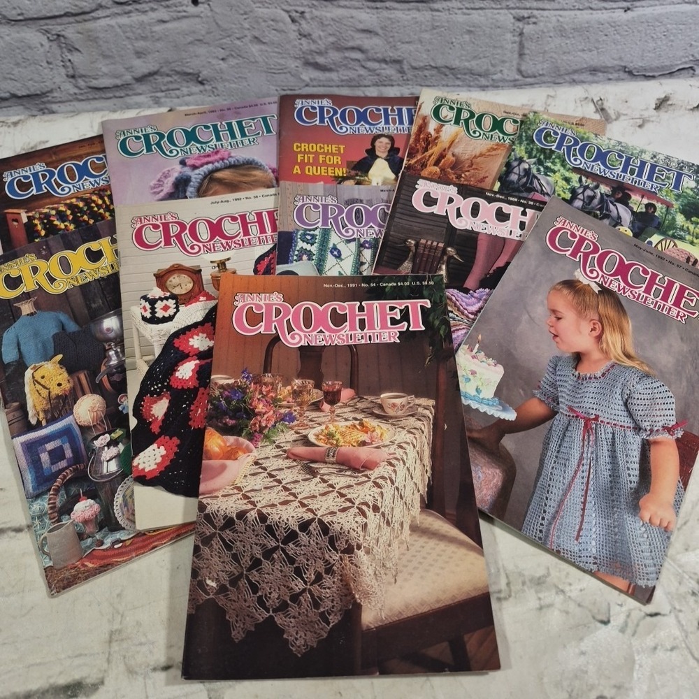 Vintage 90s Annies Crochet Newsletter Booklet Lot Of 11 Crafts